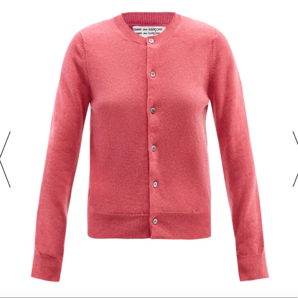 New with tags pink Comme des Garçons knit wool cardigan XS